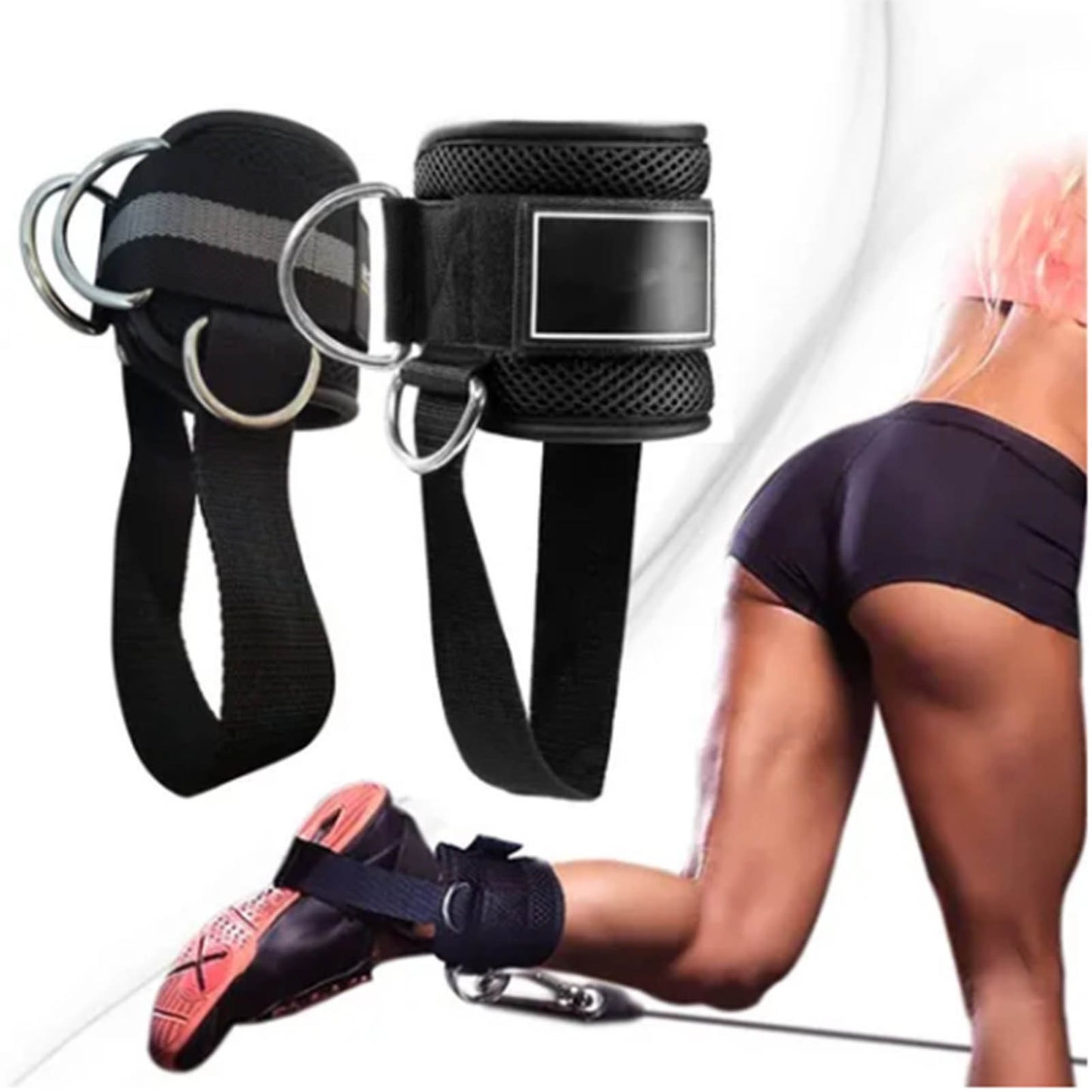 1 Pair Ankle Straps for Cable Machine – Adjustable Ankle Cuffs with Reinforced D-Rings for Leg & Glute Workouts