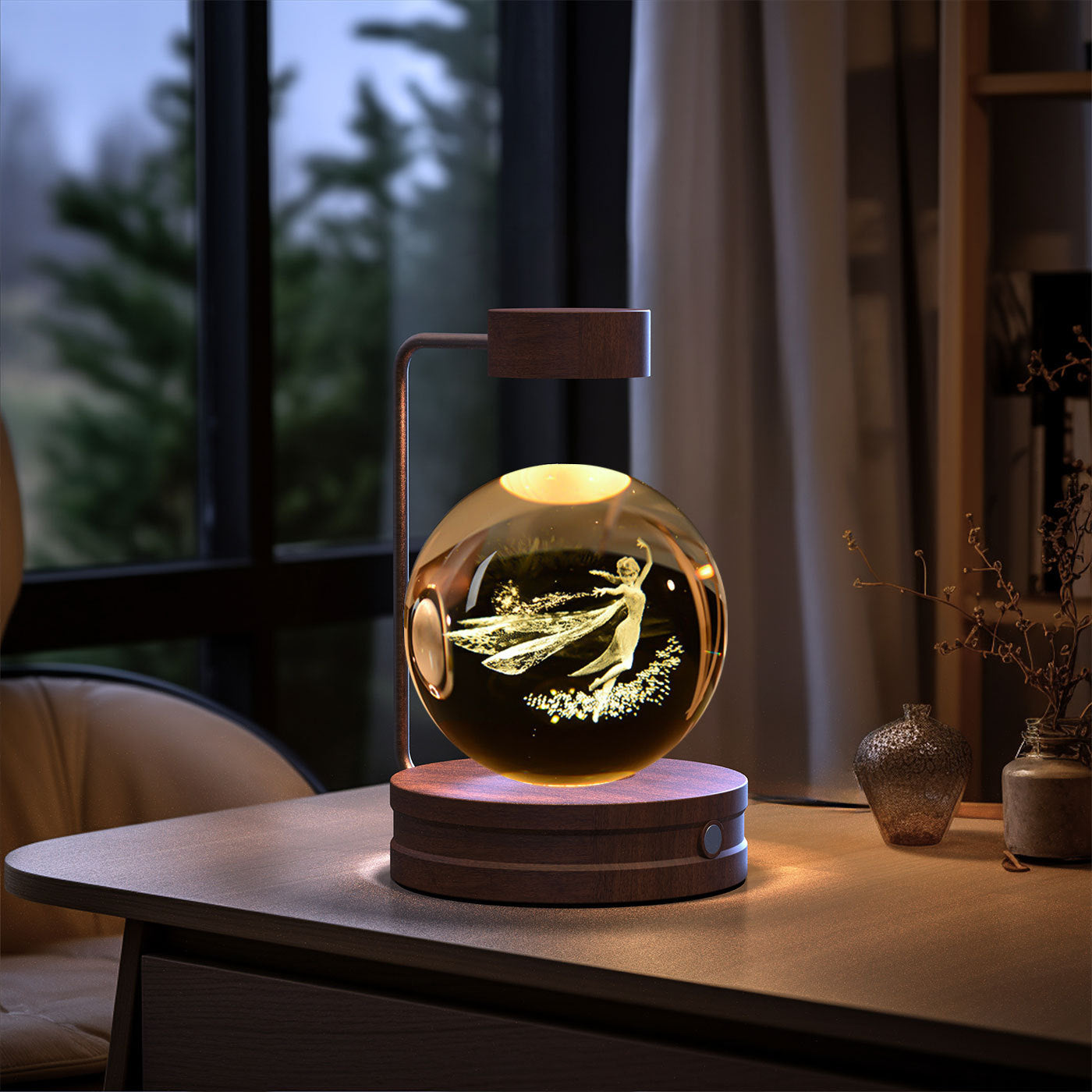 Crystal Ball Cosmic Dinosaur Night Light – USB-Powered Warm Bedside Lamp & Gift