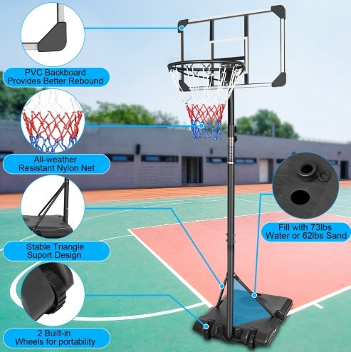 Portable Basketball Goal System – Adjustable Height 5.6 to 7ft, Indoor & Outdoor Use