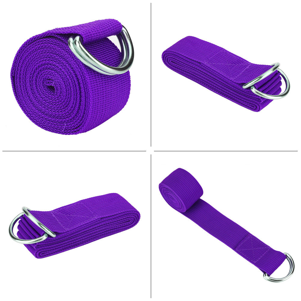 Adjustable Stretch Strap with D-Ring – Yoga & Fitness Belt for Flexibility & Strength Training (Purple)