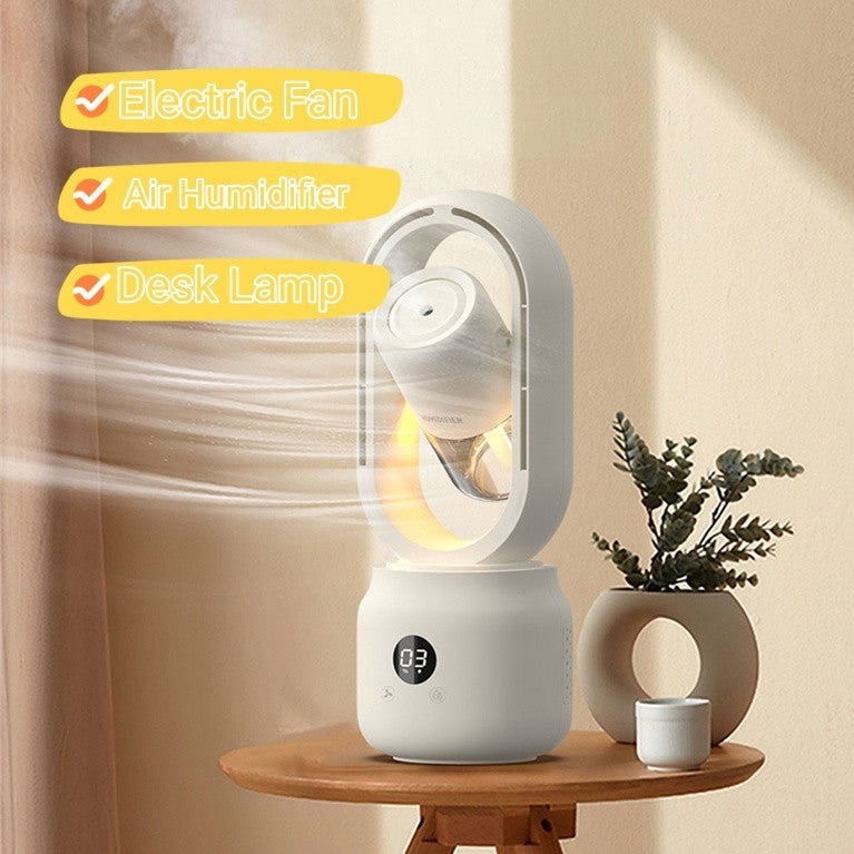 Portable USB Rechargeable Bladeless Fan – Water-Cooled Spray Mist & Air Humidifier