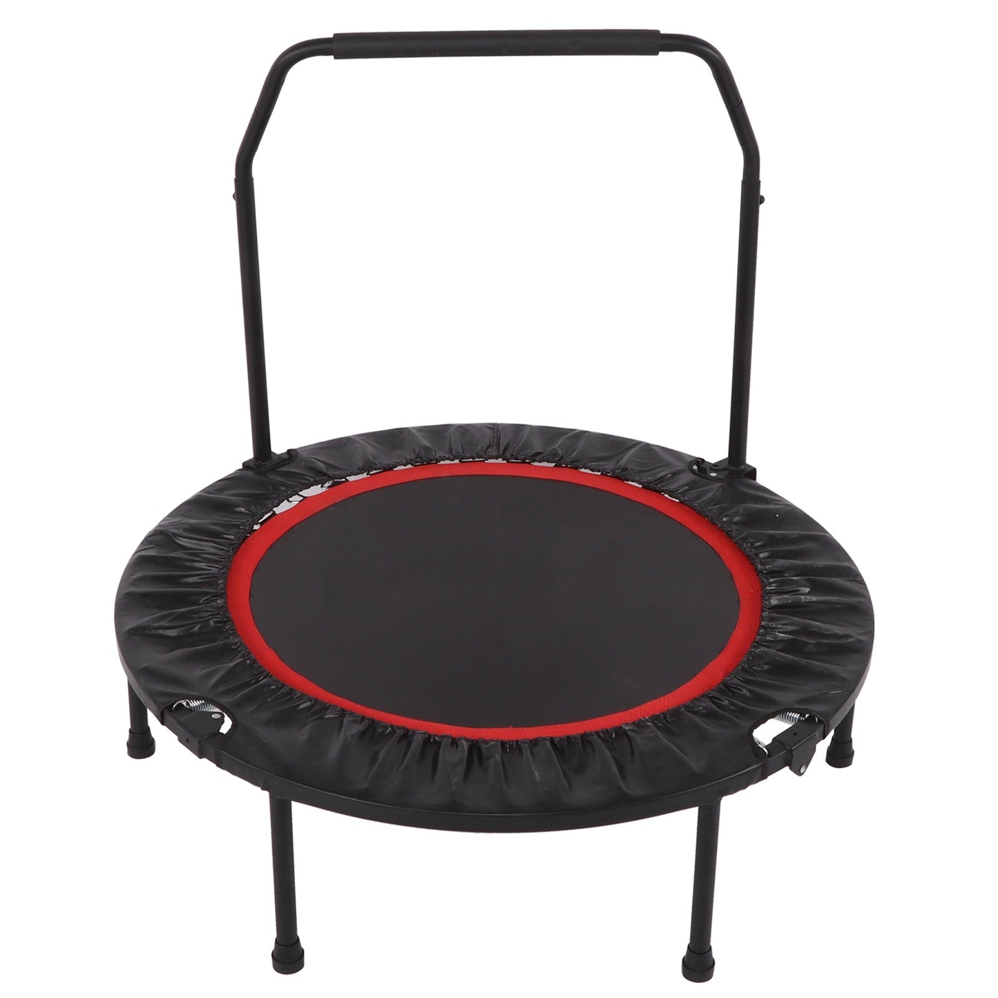 48in Folding Adult Trampoline – Fitness Rebounder with Double Adjustable Foam Armrests