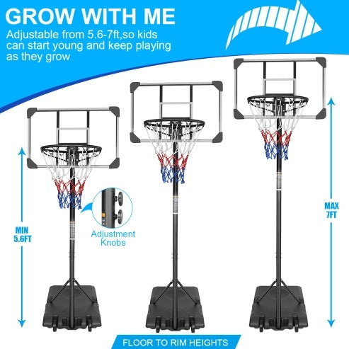 Portable Basketball Goal System – Adjustable Height 5.6 to 7ft, Indoor & Outdoor Use