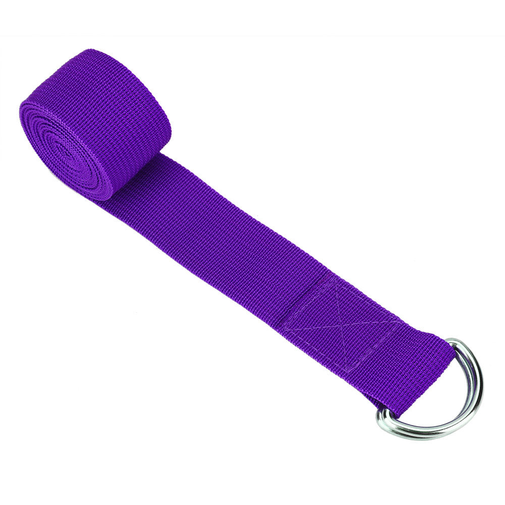 Adjustable Stretch Strap with D-Ring – Yoga & Fitness Belt for Flexibility & Strength Training (Purple)