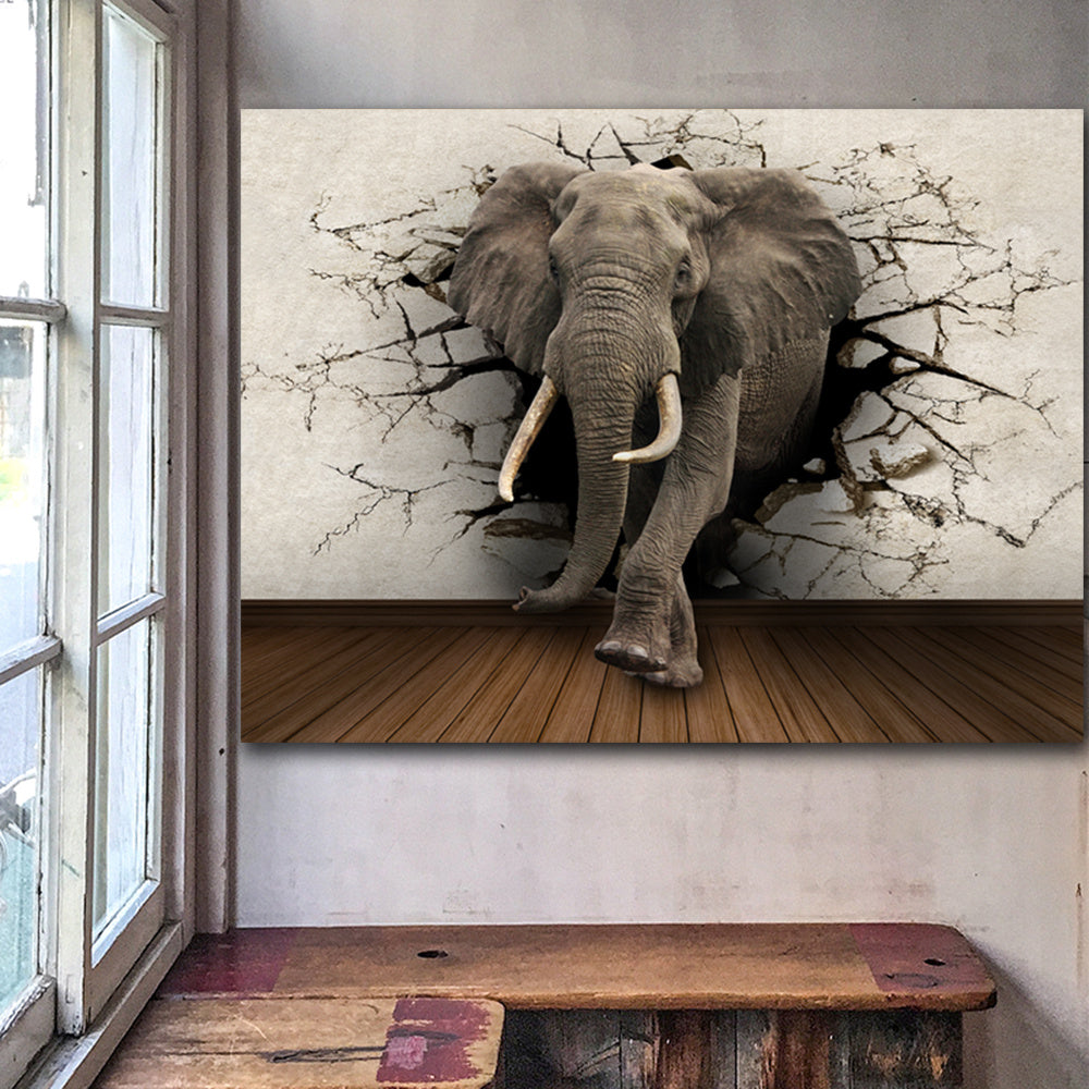 Creative Elephant Canvas Painting – Majestic Wall Art for Home Decor