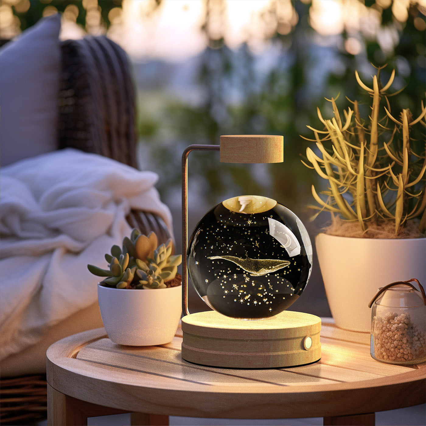 Crystal Ball Cosmic Dinosaur Night Light – USB-Powered Warm Bedside Lamp & Gift