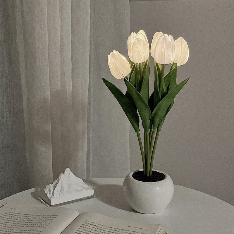 LED Tulip Flower Night Light – Elegant Artificial Potted Lamp for Home Décor & Gifts