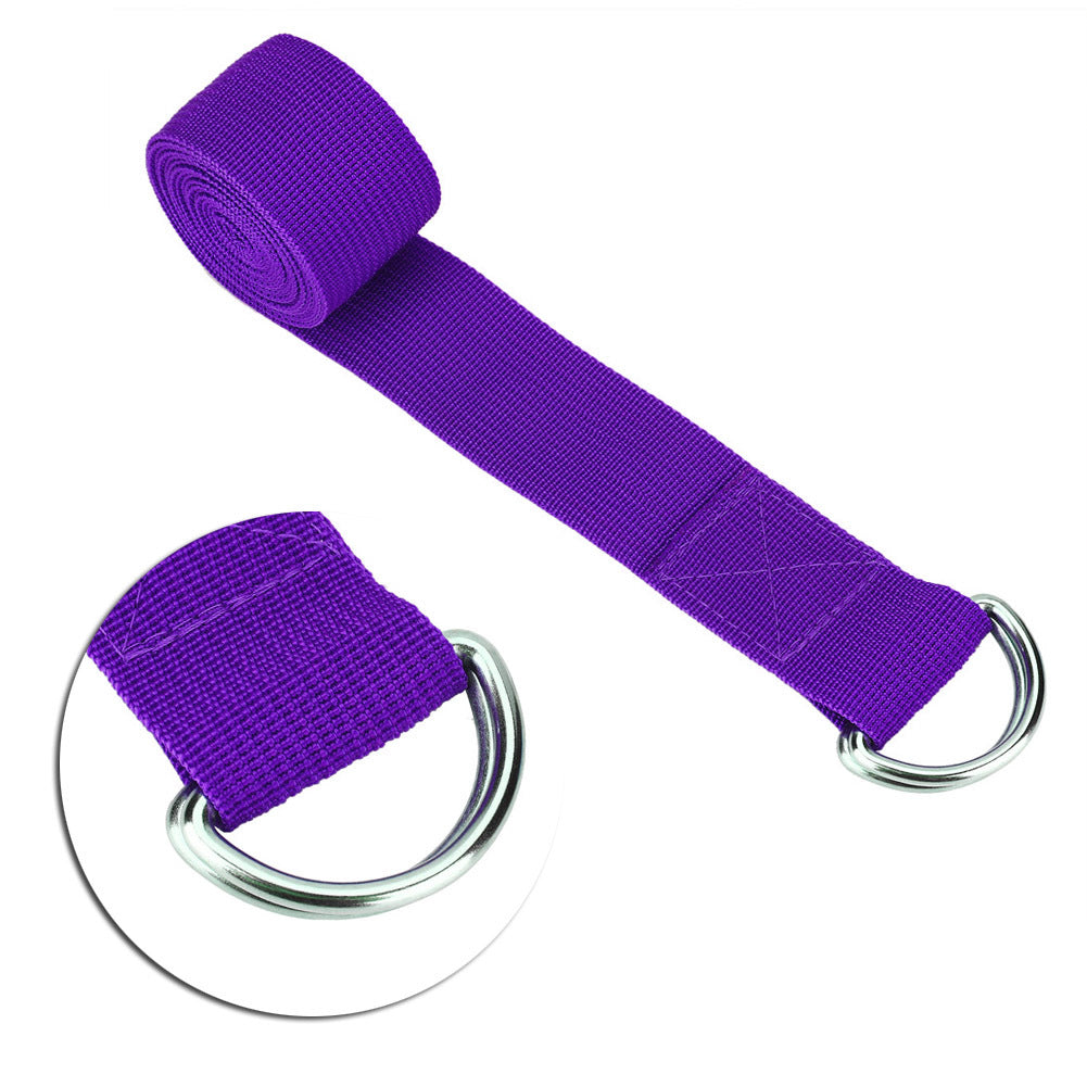 Adjustable Stretch Strap with D-Ring – Yoga & Fitness Belt for Flexibility & Strength Training (Purple)