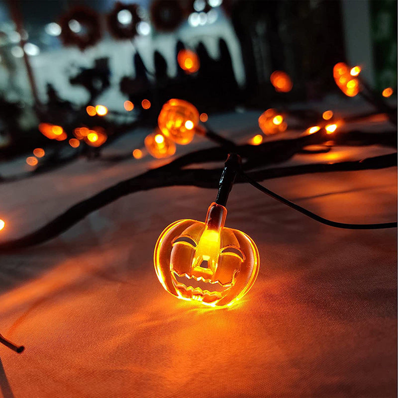 Halloween LED Willow Vine String Lights – Bat & Pumpkin Decor for Indoor & Outdoor Parties